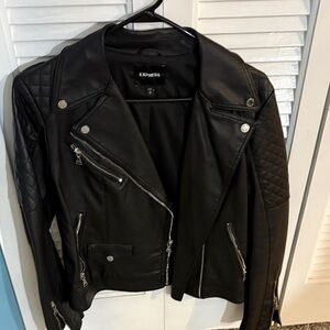 Express Women's Quilted Black Leather Jacket